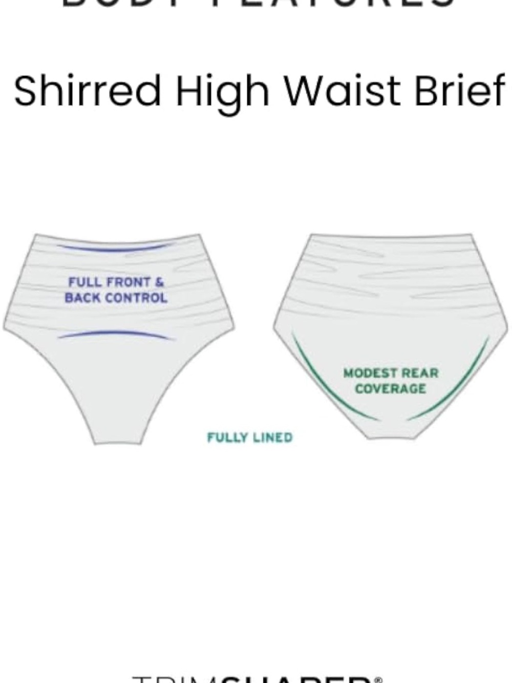 Trimshaper Women's Shirred High Waist Tummy Control Swim Brief 8. 570/bb13-1:v - Picture 4 of 8